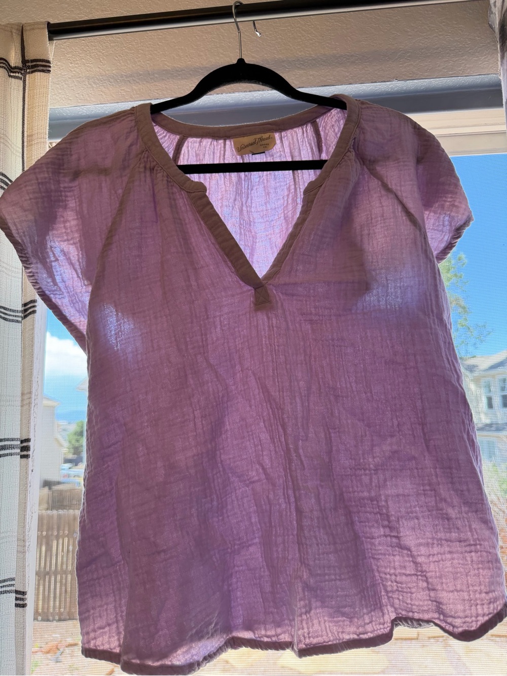 Universal Thread Lavender V-Neck Peasant Top